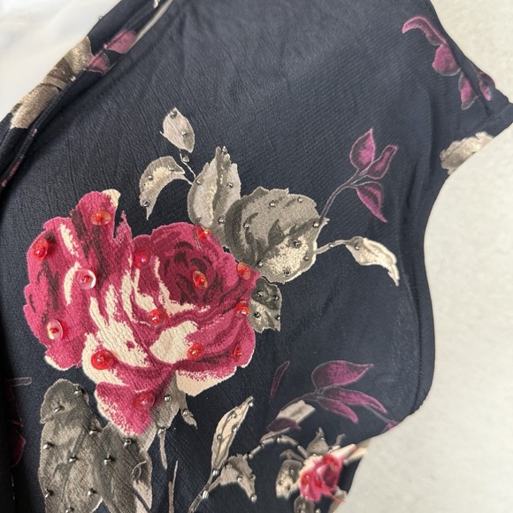 Vtg Newport News Black & Red Floral Mermaid Dress Dark Romantic Whimsygoth Sz 16 - Picture 2 of 6